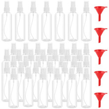 40 Pack 100ml Clear Plastic Spray Bottles with Lids, Refillable Empty Plastic Travel Spray Bottles, Fine Mist Spray Bottles with 5 Funnels for