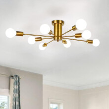 Modern Ceiling Lights 8 Lights Retro Ceiling Lights Gold, Vintage Indoor Ceiling Light E27 for Bedroom Kitchen Living Room Hallway