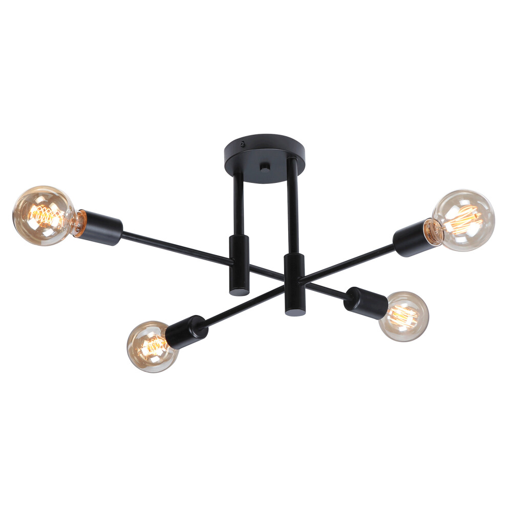 Modern Ceiling Lights 4 Lights Metal Ceiling Light Indoor Chandelier E27 Black, for Bathroom Bedroom Hallway Living Room Chandelier