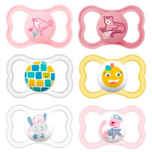 Air Silicone Dummies 6-16 Mo., pack of 6, Day & Night incl. 3 travel boxes