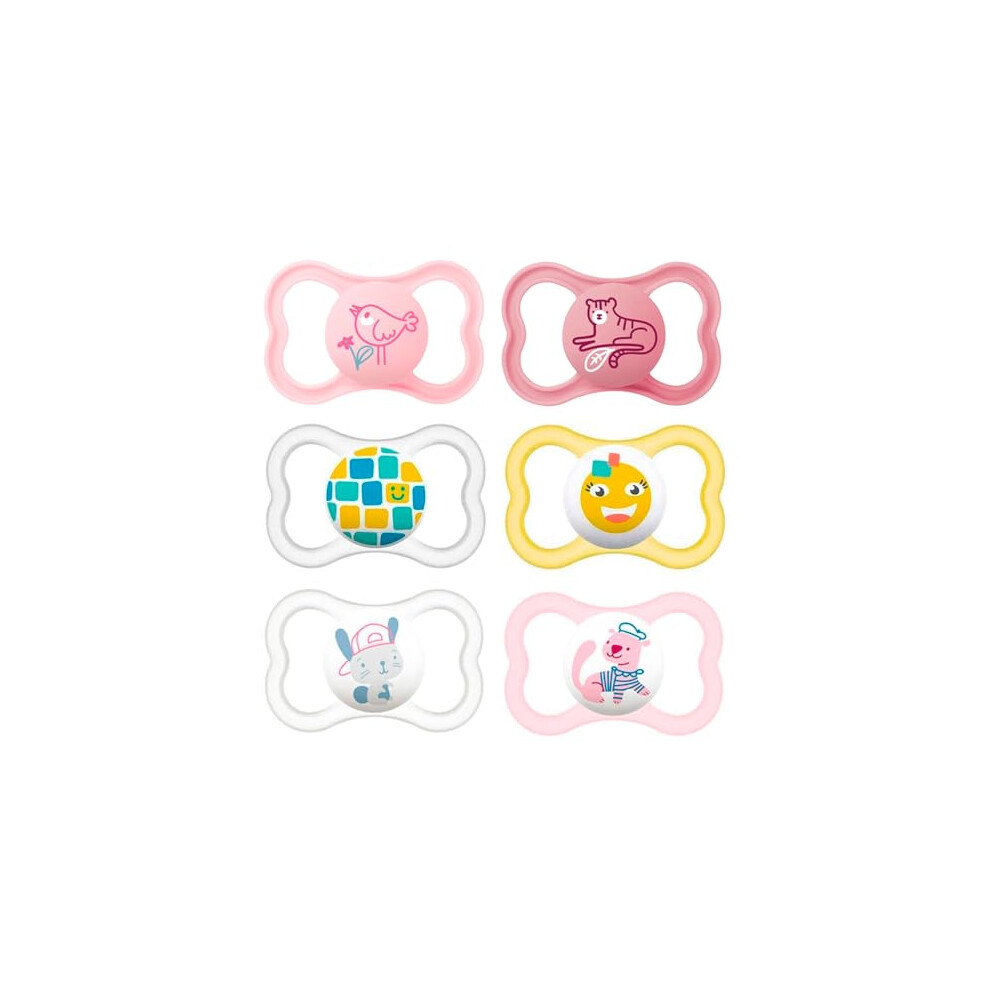 Air Silicone Dummies 6-16 Mo., pack of 6, Day & Night incl. 3 travel boxes