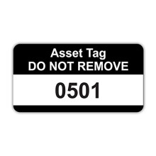 Black Asset Tag Labels - Numbered 501 to 1000-38mm x 20mm Permanent Synthetic PP Labels - Price per Pack of 500 Labels (P/NO. 7828648B)