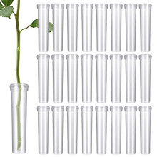 100Pcs Floral Tubes Plastic, 10ml Flower Water Tubes, Reusable Flower Tubes with Lids for Flower Decoration, Flower Arrangements 2.8x0.7 Inch