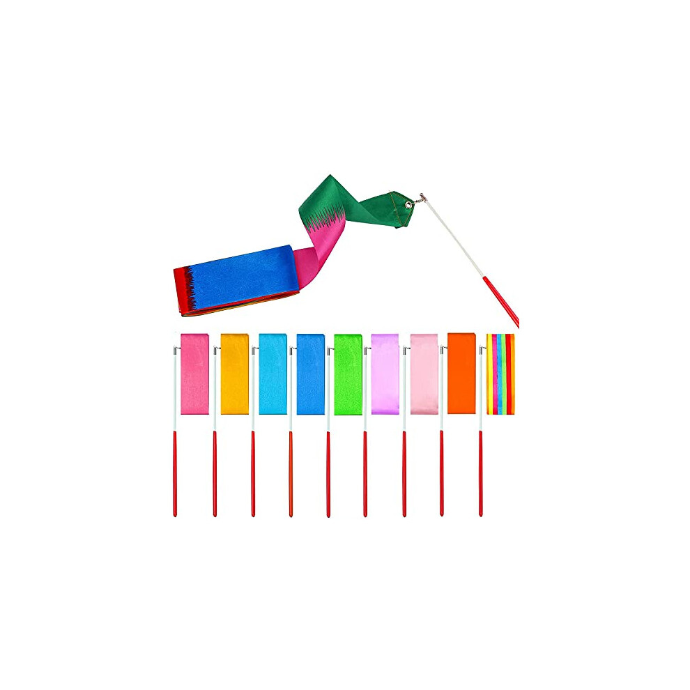 Unvtap Dance Ribbons 10 Pack Gymnastic Ribbon, Dance Ribbons For Children, Ribbon Wand Rhythmic Gymnastic Ribbon For Children Kids Baton Twirling, Dancing