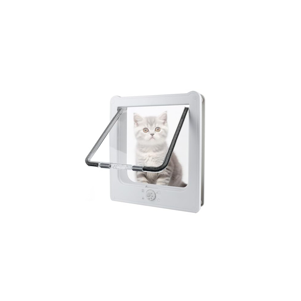 Cat Flap 4 Ways Locking Doggy Door Weatherproof Interior Door Cat Flaps for Wooden Doors, Windows