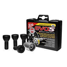 - NEW MODEL E TECH EVO5 COMPATIBLE WITH BMW O/E MK5 QUALITY ANTI-THEFT LOCKING WHEEL BOLT SET (4 BOLTS AND KEY) M14 x 1.25 x 26 60 - BLACK