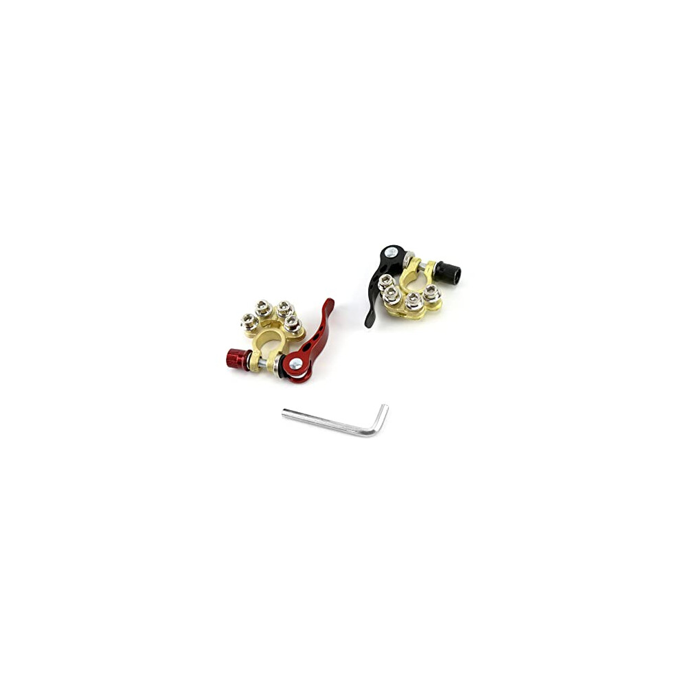 Qwork Battery Terminals, Quick Release 4 Way Car Battery Connectors Positive Negative Battery Clamp For Car Truck Van Caravan Motorhome Marine Boat, 734900619795