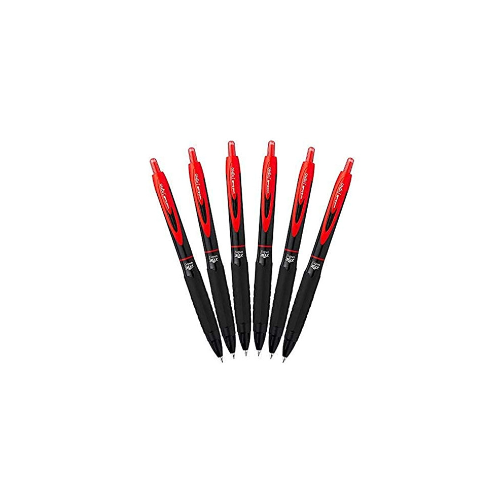Uni-Ball Signo 307 - Fine Retractable Rollerball Pen - 6 Pack - Red - Umn-307