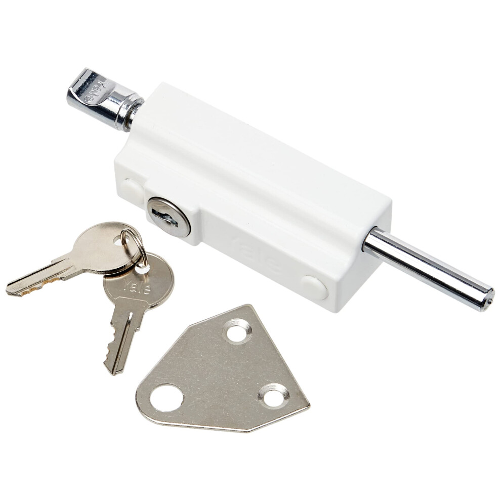 Yale P-124-We Door Pushbolt, Finish, Standard Security, Visi Packed, Suitable For Aluminium Doors And Wooden Doors White