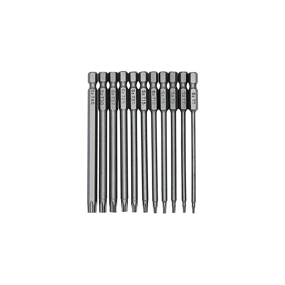 11Pcs Torx Screwdriver Bits, T6-T40 S2 Steel Magnetic Star Torx Security Head Screwdriver Bits For Electric Manual Screwdrivers (75Mm) 779880704352