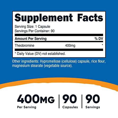 Nutricost, Theobromin, 400 mg, 90 Kapseln 1