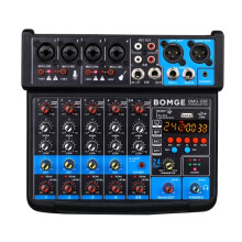 6 Channel mini DJ Audio sound mixer console with USB interface, Bluetooth, Stereo Recording, 48V Phantom Power, 24 DSP effects for karaoke, singing,