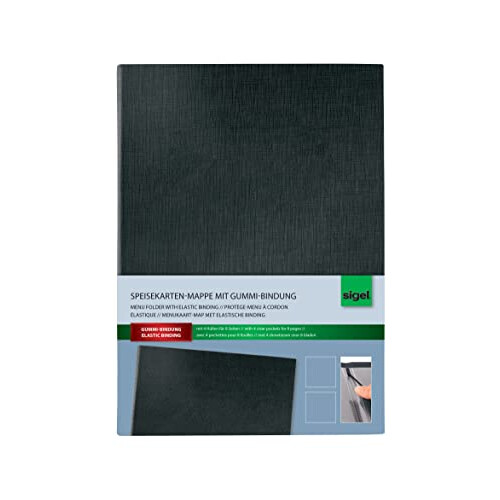 SM115 Menu Cover with elastic binding, for A5, Black, 1 Piece