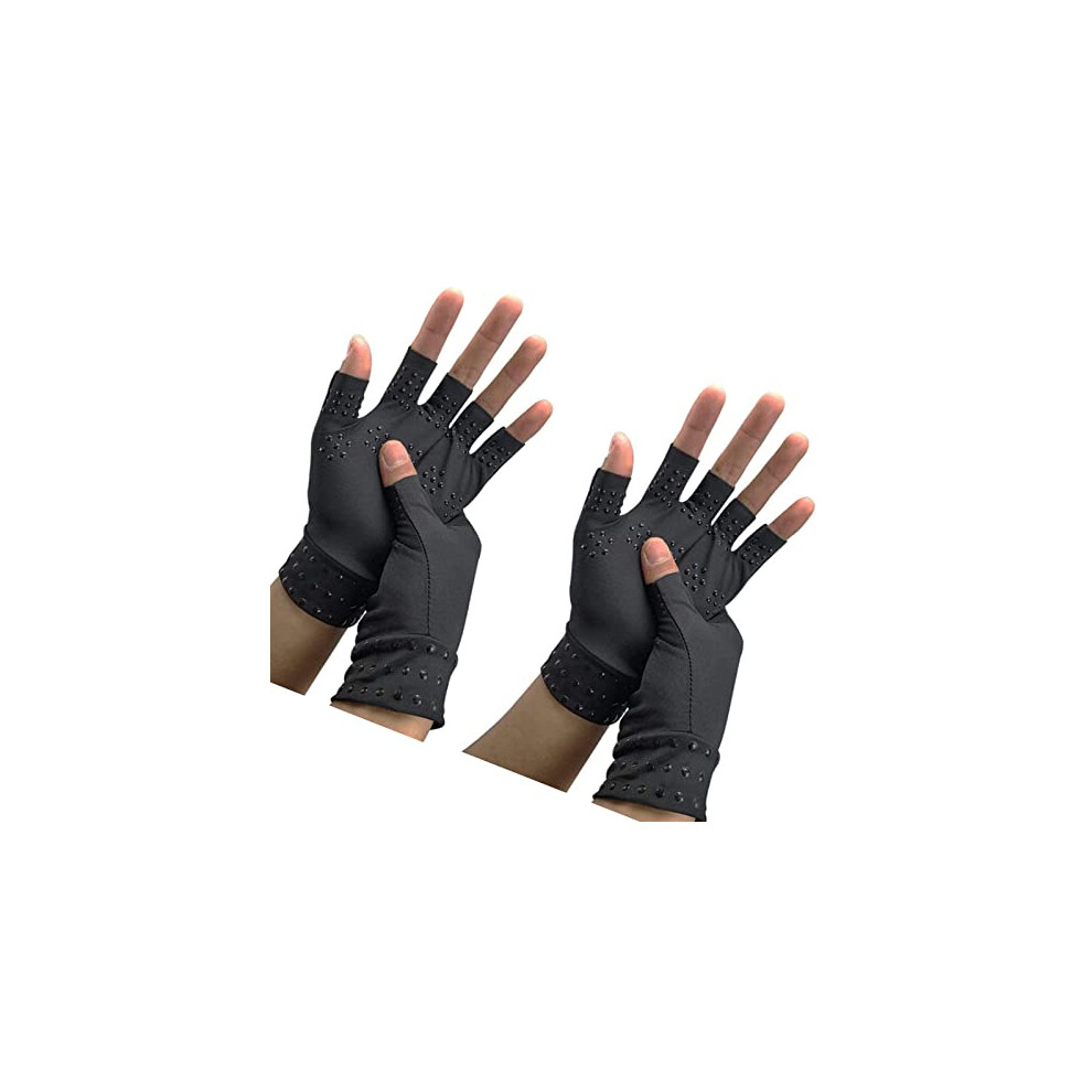 Rzjzgz 2Pack Arthritis Gloves Compression Gloves Fingerless Gloves Magnetic Arthritis Therapeutic Therapy Fingerless Gloves Relief Hand Pain Relief Heal