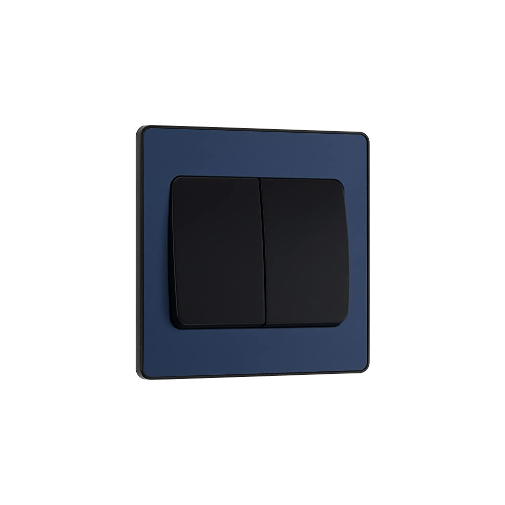 Evolve Double Light Switch, 20A, 2 Way, Wide Rocker, Matt Blue 5050765224819