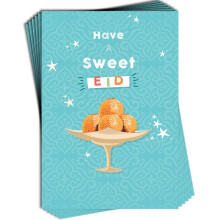 Happy Eid Mubarak, Eid al-Adha & Eid al-Fitr End of Ramadan Islamic Religious Celebration - Pack of 6 Premium Greeting Cards by Davora (Sweet Eid)