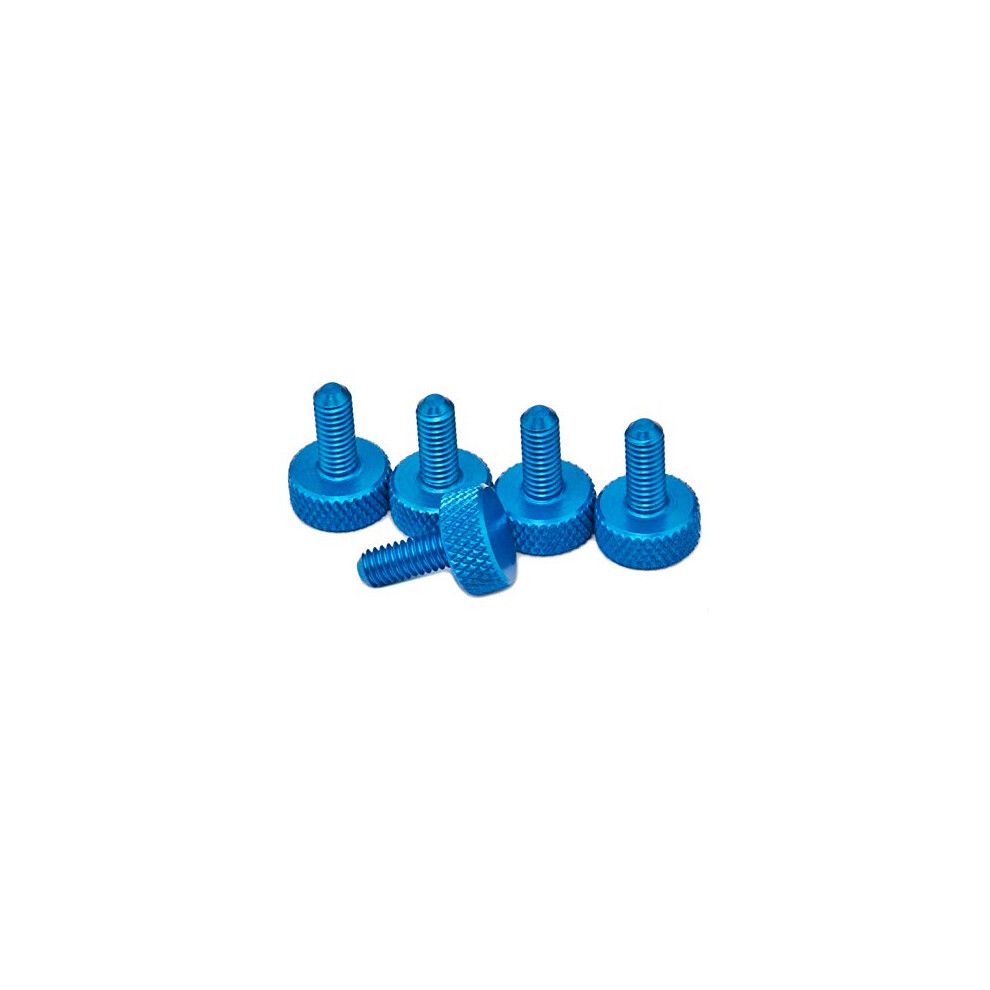 M6 x 10mm Flat Knurled Thumb Screws (Set of 5) - Blue Aluminium-image-OPC-PDVXRPR-NEW