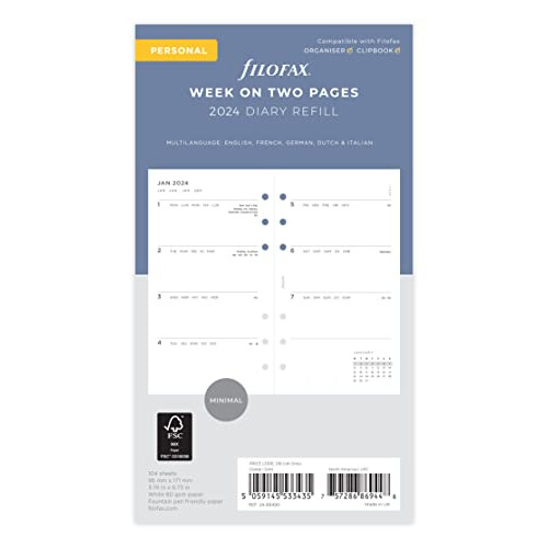 Personal Minimal week on two pages 2024 diary