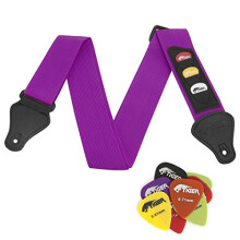 STPK-PU Guitar Strap with 12 Free Plectrums/Picks - Purple