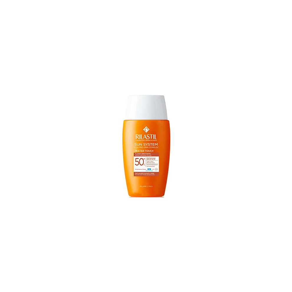 Rilastil Sun System Water Touch Fluido Comfort Moisturising Face Fluid, Silk And Matt Effect, Spf 50+, For All Leather Types 50 Ml