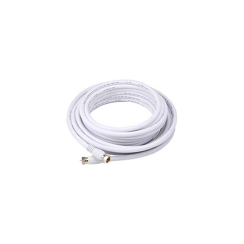 Rg6 Quad Shield Coaxial Cable - 7.62M (25Ft) - Cl2, 18Awg, 75Ohm, Heavy-Duty With F Type Connector White 844660040606
