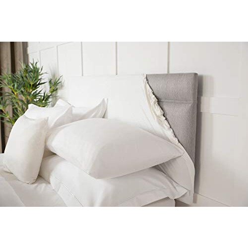 Headboard Wrap - Transforms a drab looking Headboard - Luxury Faux Suede (White, King) 2