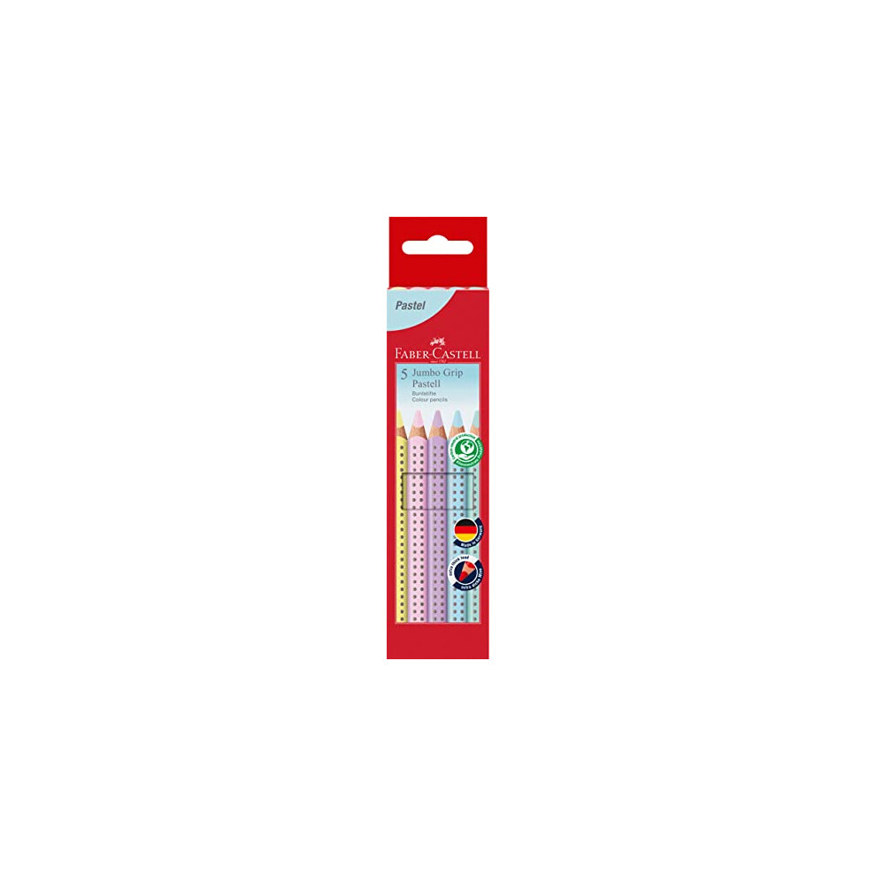 Faber-Castell Jumbo Grip Pastel Colour Pencil Set, Cardboard Wallet Of 5