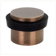 EVI Herrajes, Adhesive Door Stop with Threaded Base, Matte Brass, Black Rubber, Ref I-191/24x19-DUAL-CU