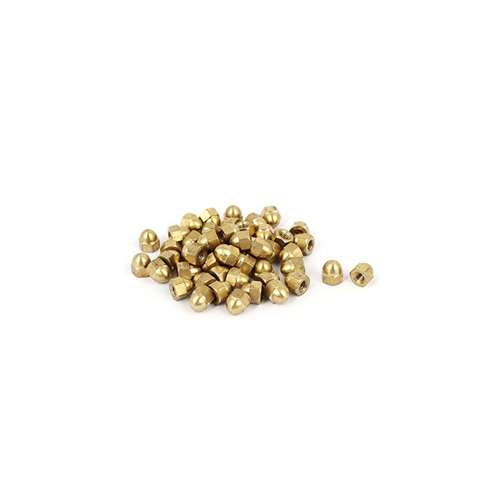 Acorn Hex Cap Nuts - 50Pcs M4 Dome Nuts Brass Hexagon Decorative Cap Nut For Screws Bolts Brass Tone 602451427780