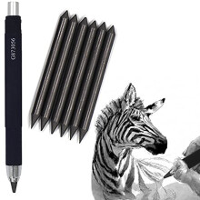 5.6mm Mechanical Pencil Automatic Clutch Lead Holder with 6pcs 4B Leads, 5.6 mm Lead Art Mechanical Clutch Carpenter Pencil Graphite Pencil for Draft