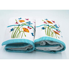 Pack of 2 Floral & Butterfly Embroidered Bath Sheets (100 x 140 cm)