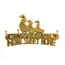 Solid Brass Duck Family " HOME SWEET HOME " House Car Key Hook 5 Hooks Wall mounted Holder Rack including fixings