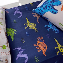 Prehistoric Dinosaurs Single Fitted Sheet Blue