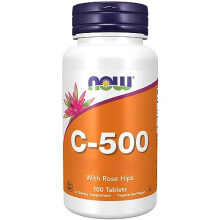 Foods, C-500, Vitamin C, 500mg, L-Ascorbic Acid, with Rosehip, 100 Vegan Tablets, Lab-Tested, Gluten-Free, Vegetarian, Soy-Free, Non-GMO