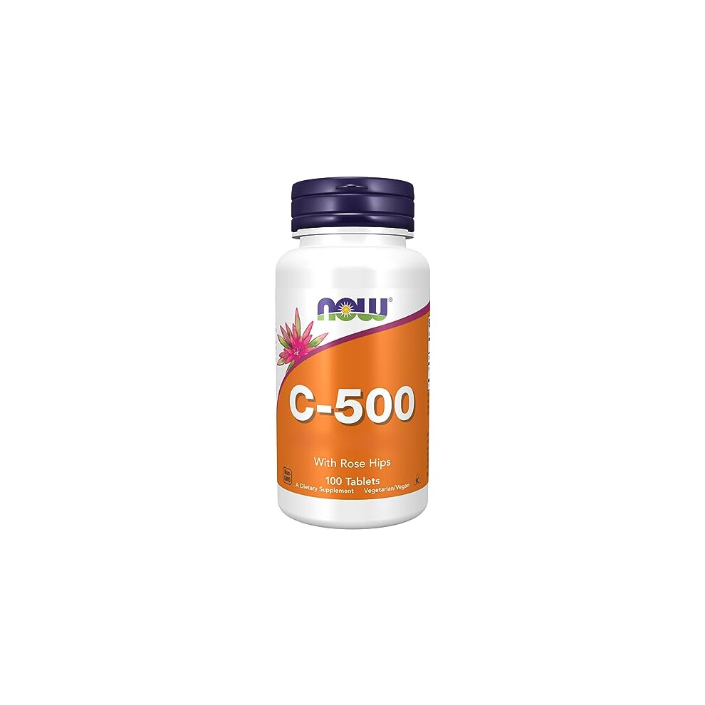Now Foods, C-500, Vitamin C, 500Mg, L-Ascorbic Acid, With Rosehip, 100 Vegan Tablets, Lab-Tested, Gluten-Free, Vegetarian, Soy-Free, Non-Gmo