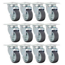 Castor Wheels Heavy Duty Swivel Transport Rollers Polypropylene Castors 12 Pcs Maximum Load 50 KG per Wheel 50 mm