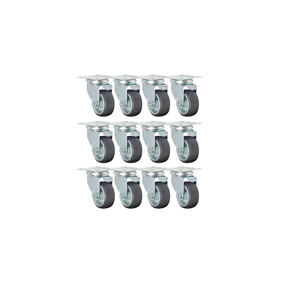Castor Wheels Heavy Duty Swivel Transport Rollers Polypropylene Castors 12 Pcs Maximum Load 50 Kg Per Wheel 50 Mm 8011579465529