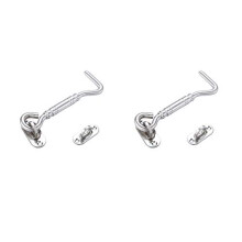 Thickened Stainless Steel 4 Inch Cabin Hooks Eye Latches, Suitable for Cabinets Doors Toilets Garages Gates Boxes, Door Locks, Kennels Fences Window