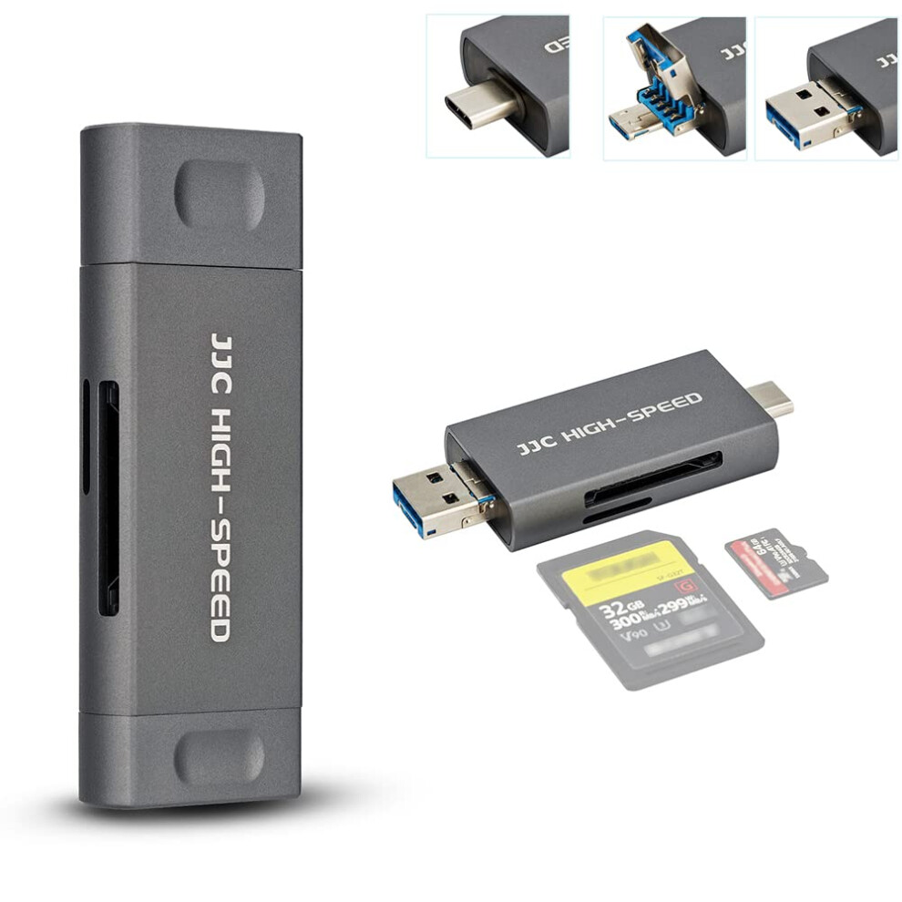 Metal Sd Card Reader, Usb 3.1 Micro Usb 2.0 Type-C 3.1 Easy Card Reader Usb Otg Adapter For Uhs-Ii Uhs-I Sd Sdhc Sdxc Micro Sd Micro Sdhc Micro Sdxc Gray 6974413512549