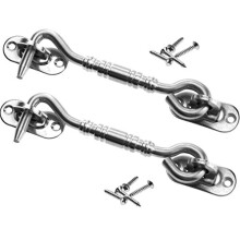 2 PIECES STAINLESS STEEL CABIN HOOK AND EYE SHED GATE DOOR LATCH 4"