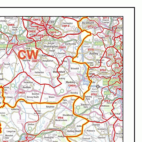 Shrewsbury - SY - Postcode Wall Map - Paper 1