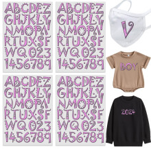 144 Piece Cute 1.8 Inch Iron On Heat Transfer Letters and Numbers Alphabets Fabric Vinyl DIY for Sport Jerseys T Shirts Clothes Slogan Printing