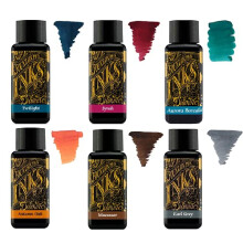 - 30ml Fountain Pen Ink - Colour Wheel - 6 x Bottles - Autumn Oak, Syrah, Macassar, Earl Grey, Aurora Borealis, Twilight
