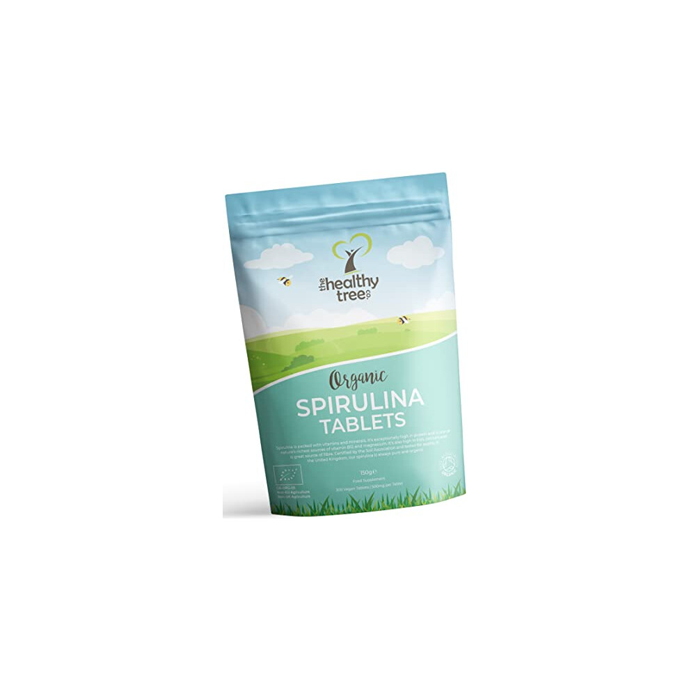 Organic Spirulina Tablets by TheHealthyTree Company - Vegan, High in Vitamin B12, Protein, Magnesium, Iron and Calcium - UK Certified Pure Spirulina,