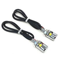 Motorcycle LED Bolt Lights for Rear Number Licence Plate Micro Mini Button | Screw In | Chrome Aluminium ( Silver ) for Project Custom Bike Cafe Racer