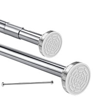 Shower Curtain Rod extendable(34-55 Inch), Non-Slip, Never Rust, Tension Curtain Rod, No Drilling,304 Stainless Steel, Never Collapse,for