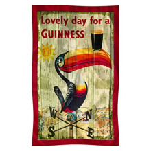 Guinness Nostalgic Cotton T-Towel with Toucan on Weathervane Design - Official Red Merchandise (GNS5436)