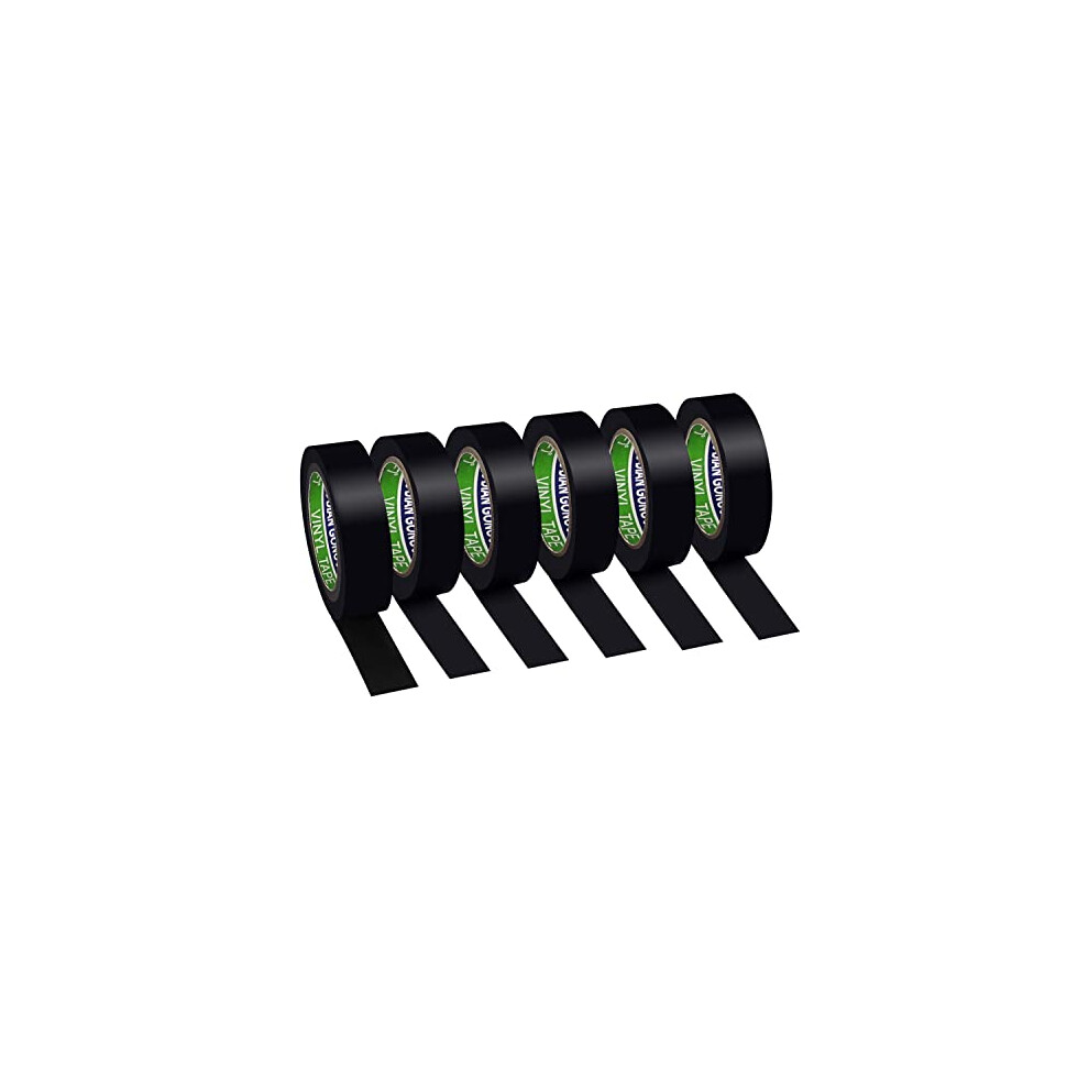 6 Pack Black Insulation Tape, 17Mm X 9M Electrical Tape Multipack Waterproof Insulating Tape, Pvc Tape Adhesive Gaffer Tape For Wiring Projects 613965483254