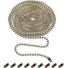 Beaded Pull Chain Extension with Connector, 10 Feet Beaded Roller Chain with 10 Matching Connectors (3.2 mm, Bronze B)