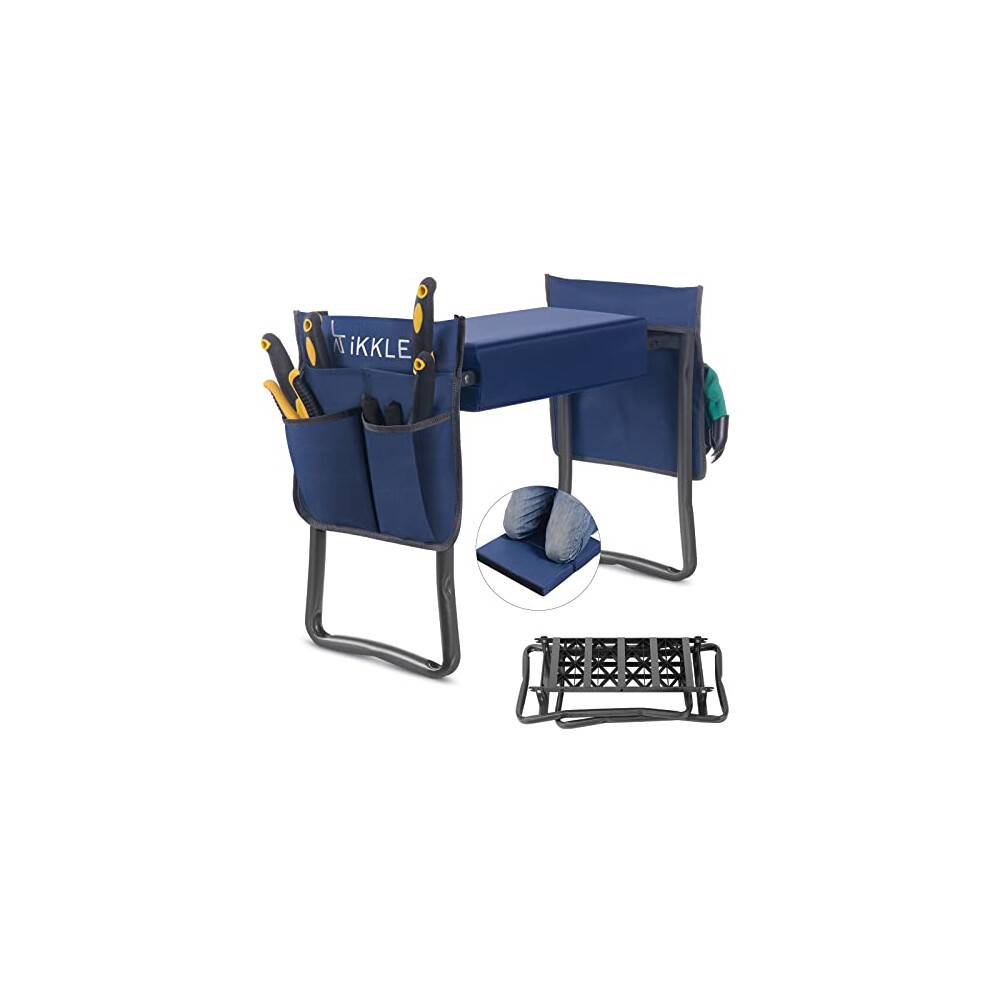 Garden Kneeler Seat and Bench Heavy Duty-Hold 330lbs-150kg,Folding Garden Stoor Upgraded Thicker & Wider Soft Detachable Kneeling Pad, Garden Kneeler